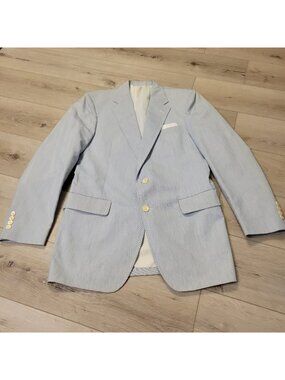 Vtg Mens Light Blue Preppy Americana Blazer Suit Jacket Old Money 2 Button READ